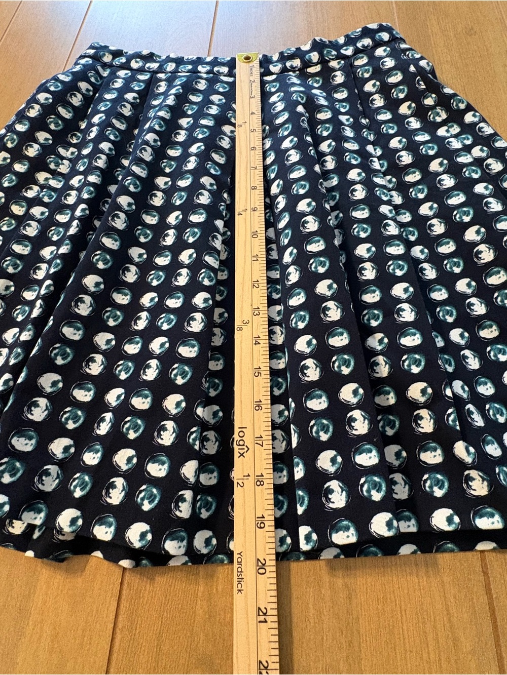 Banana Republic Skater A-Line Skirt Navy Teal Dot Print Lined Pockets Size 8 - Picture 11 of 12